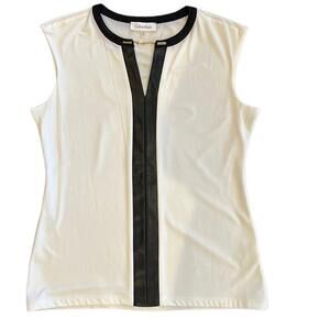 Calvin Klein | Women’s Black & White Sleeveless Blouse | Size S | NWOT | 0632